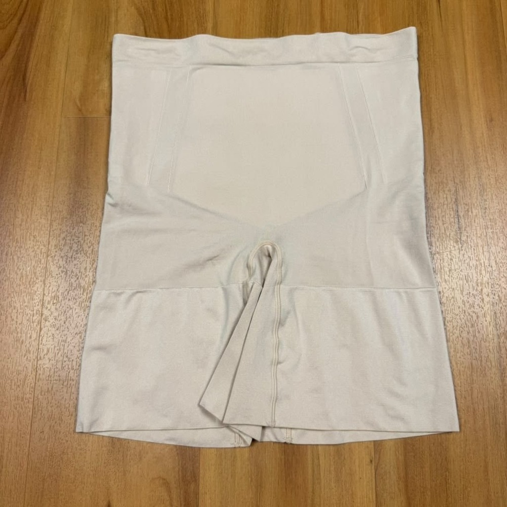 Spanx Higher Power Mid-Thigh Shaper High Waisted Beige Nude Size Large